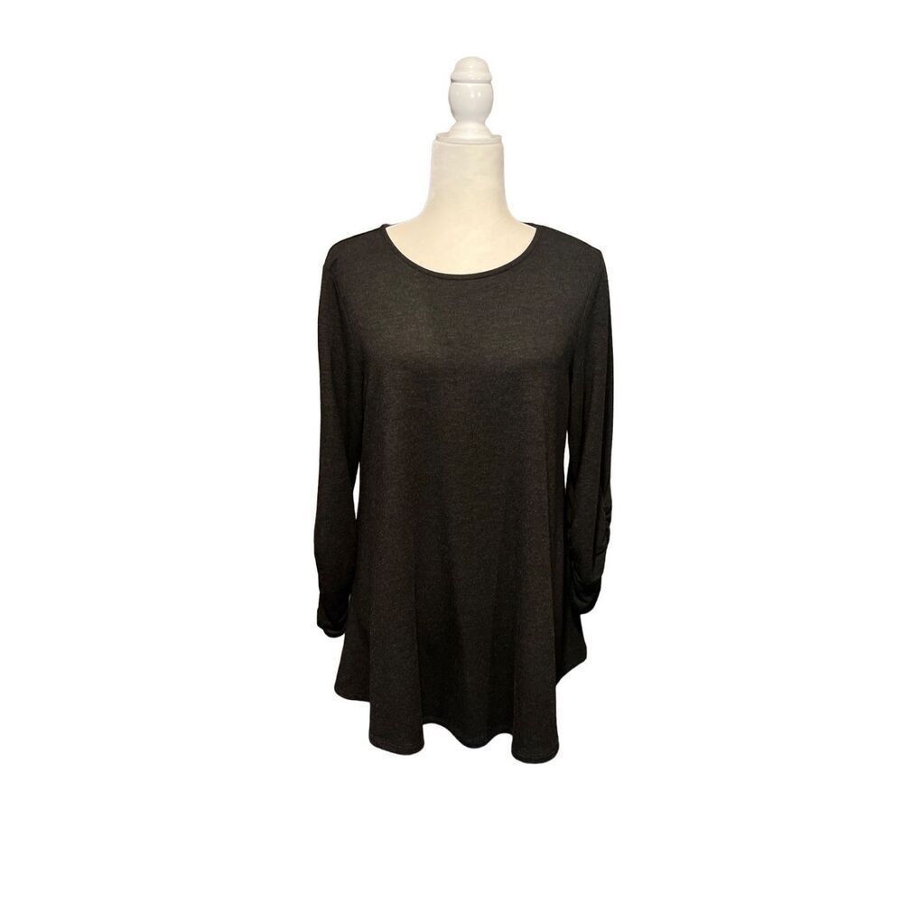 Cupio long sleeve charcoal gray knit tunic - L